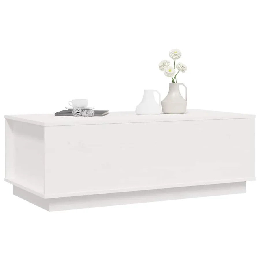 Table basse Blanc 100x50x35 cm Bois massif de pin - 4