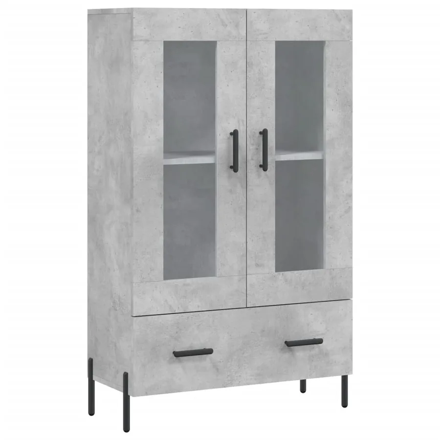 Buffet haut gris béton 69,5x31x115 cm bois d'ingénierie - 2