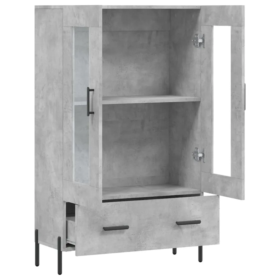 Buffet haut gris béton 69,5x31x115 cm bois d'ingénierie - 5