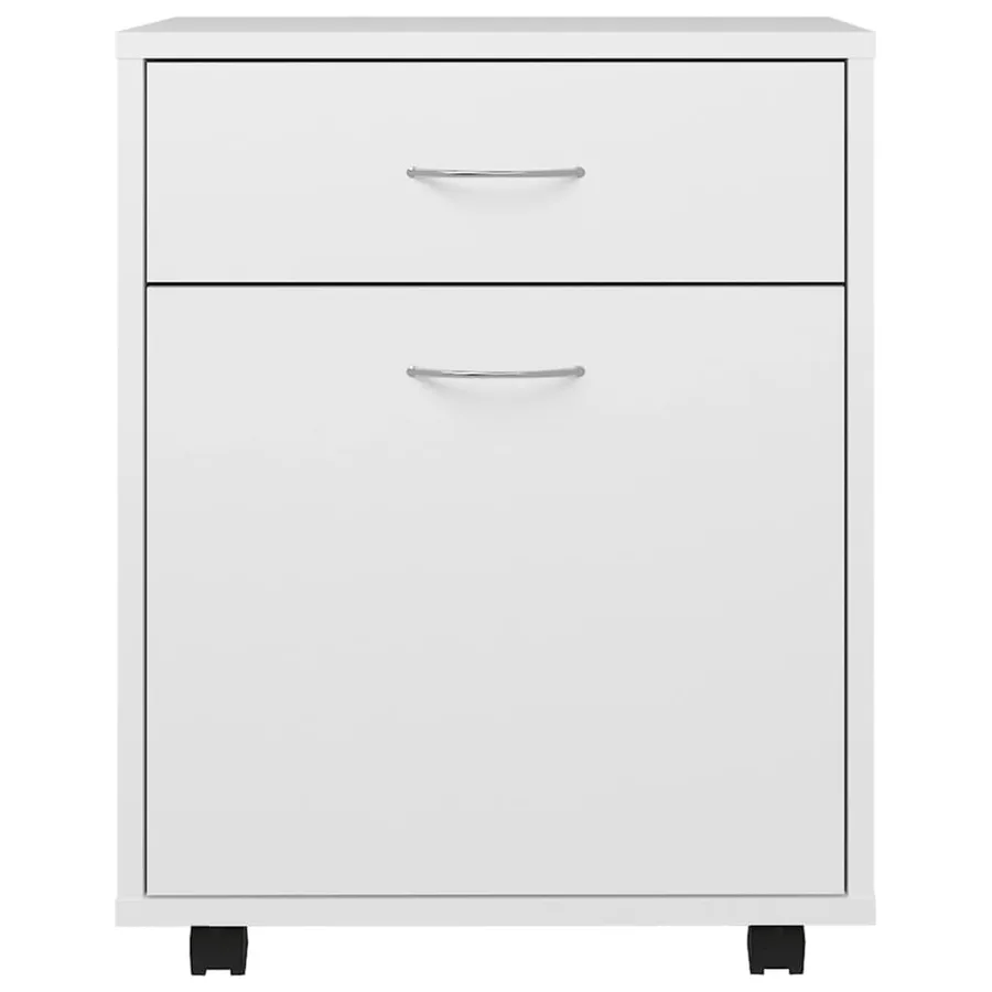 Armoire à roulettes Blanc 45x38x54 cm Bois d’ingénierie - 4
