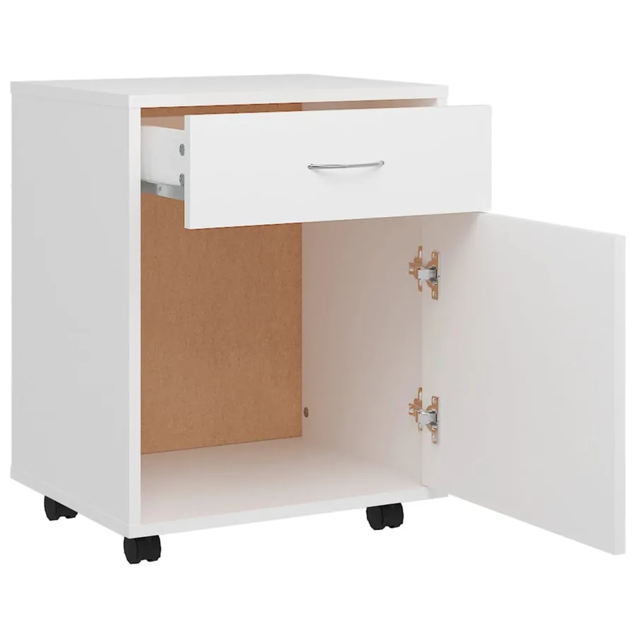 Armoire à roulettes Blanc 45x38x54 cm Bois d’ingénierie - 6