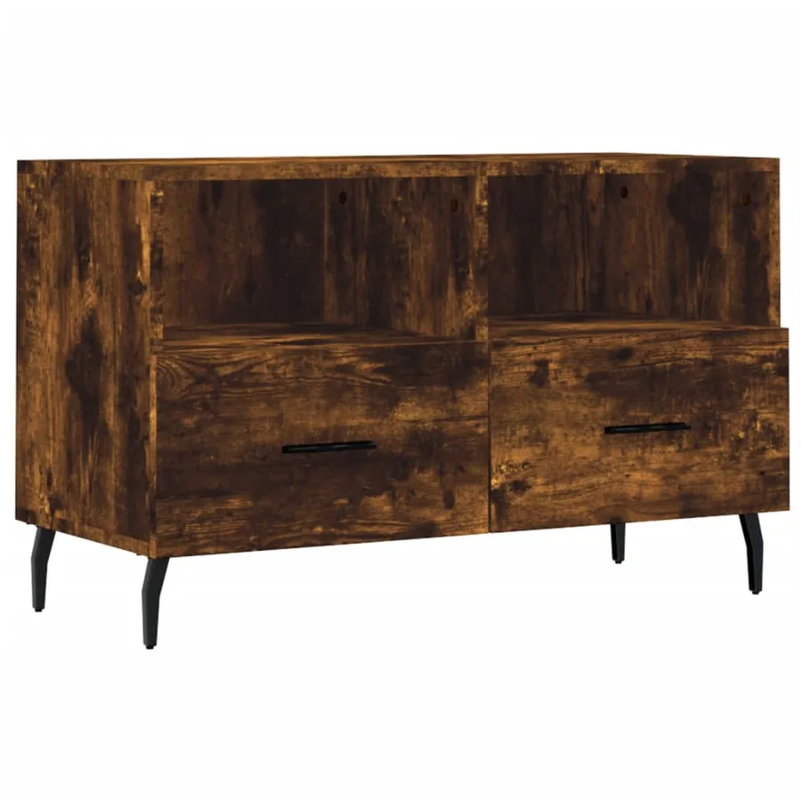 Meuble TV Chêne fumé 80x36x50 cm Bois d'ingénierie - 2