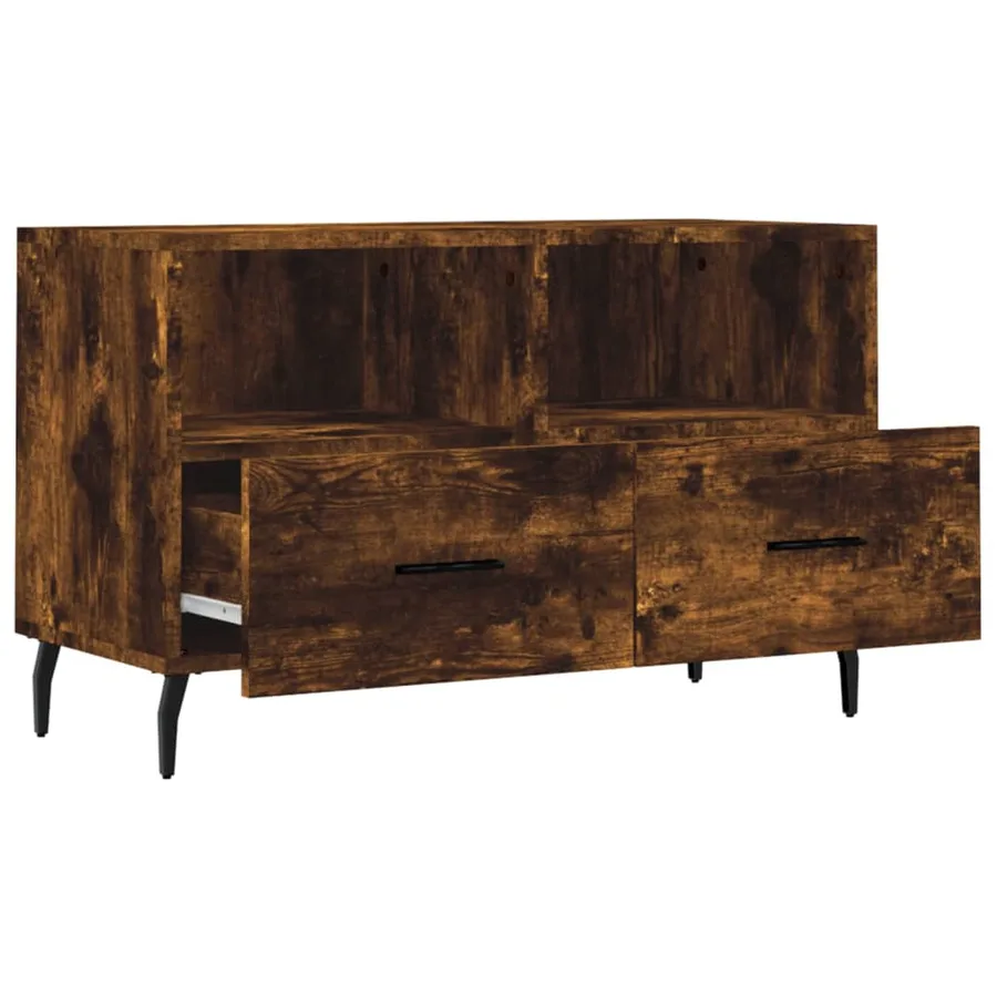 Meuble TV Chêne fumé 80x36x50 cm Bois d'ingénierie - 6