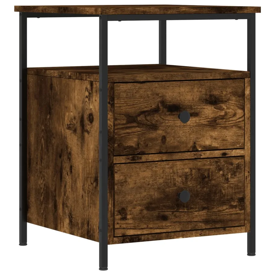 Table de chevet chêne fumé 44x45x60 cm bois d'ingénierie - 2