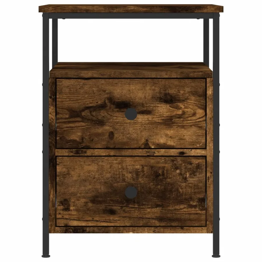 Table de chevet chêne fumé 44x45x60 cm bois d'ingénierie - 3