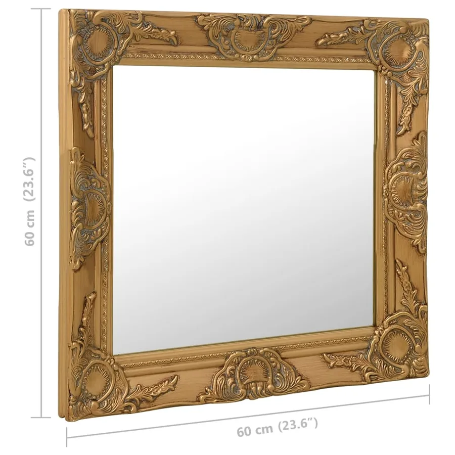 Miroir mural style baroque 60x60 cm Doré - 6