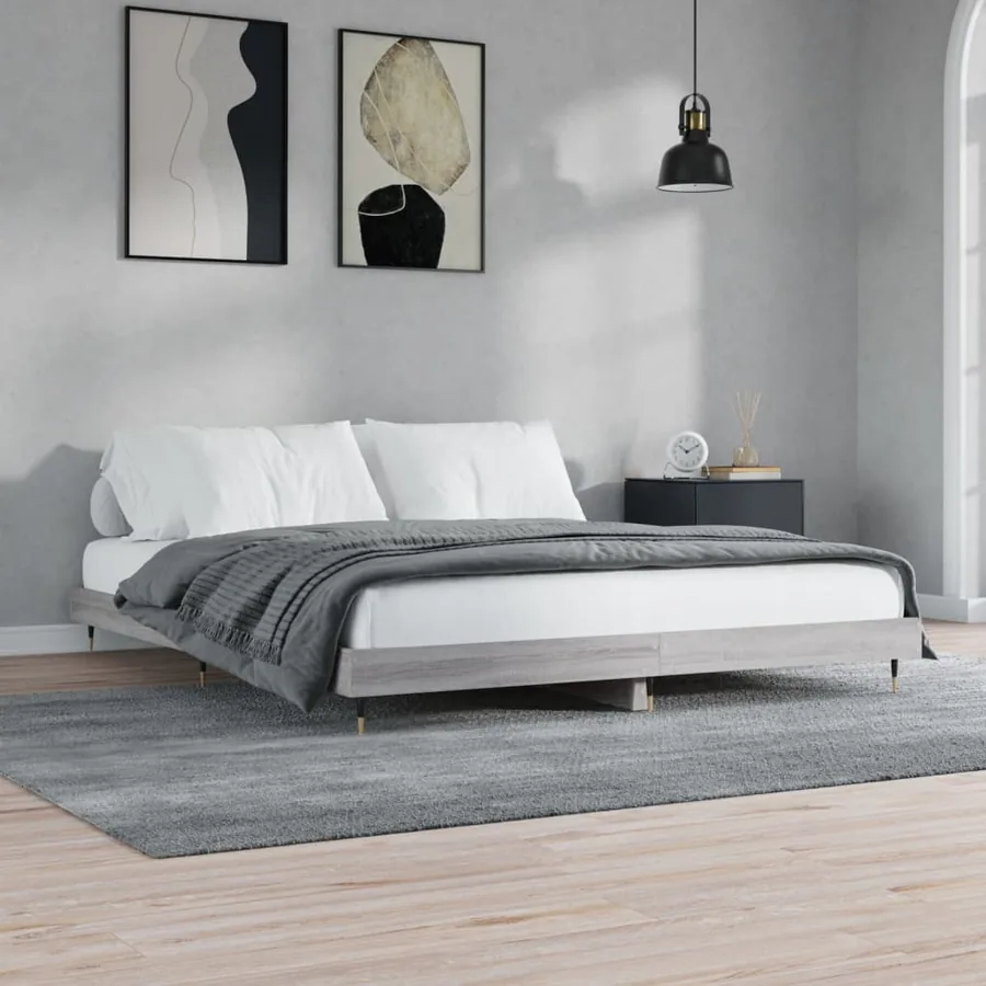 Cadre de lit sans matelas sonoma gris 120x200cm bois ingénierie - 3