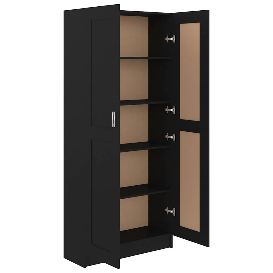 Bibliothèque Noir 82,5x30,5x185,5 cm Bois d'ingénierie - 4