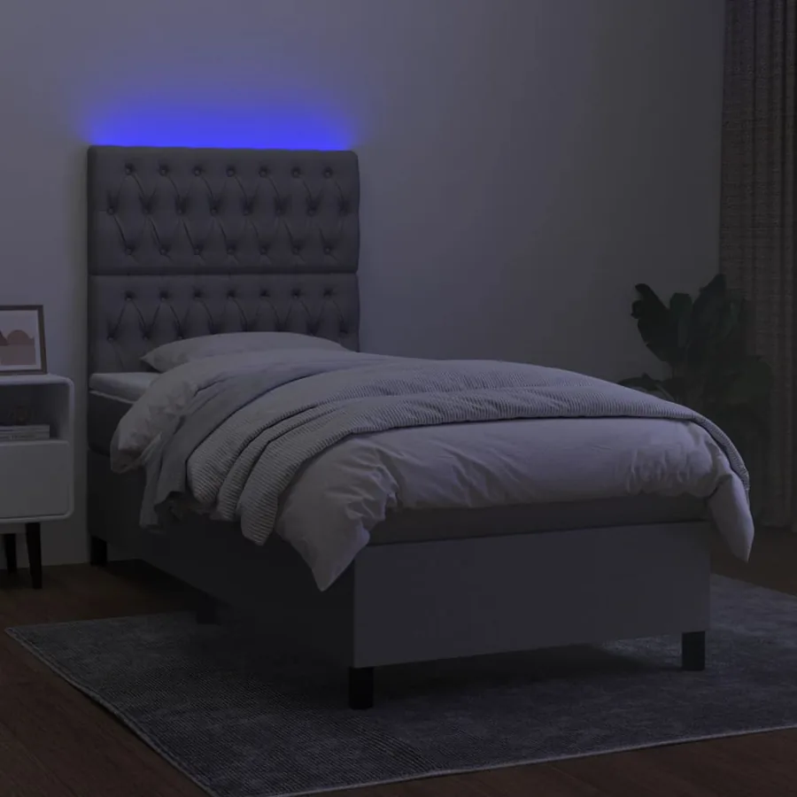 Sommier à lattes de lit avec matelas et LED Gris clair 80x200cm - 4
