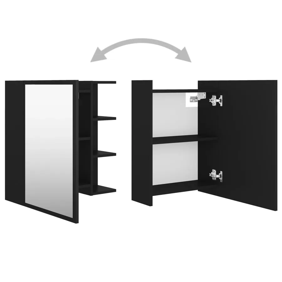 Armoire à miroir de salle de bain Noir Bois d’ingénierie - 6