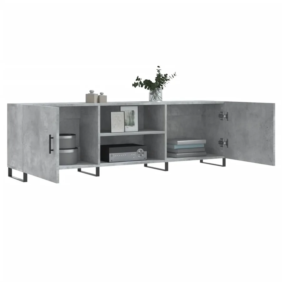 Meuble TV gris béton 150x30x50 cm bois d'ingénierie - 4