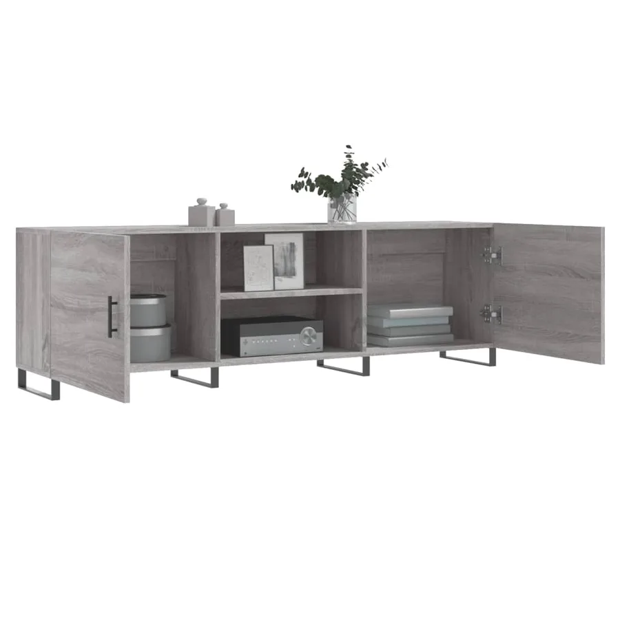 Meuble TV sonoma gris 150x30x50 cm bois d'ingénierie - 4
