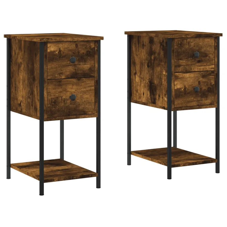Tables de chevet 2 pcs chêne fumé 32x42x70 cm bois d'ingénierie - 2