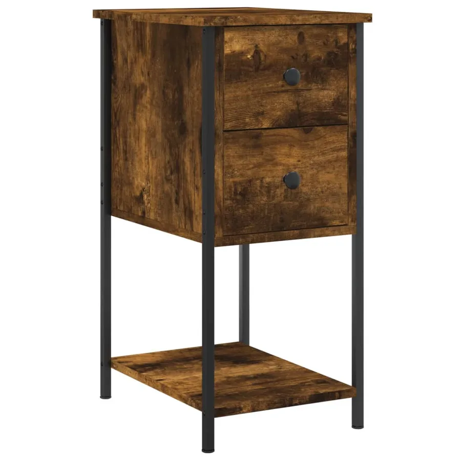 Tables de chevet 2 pcs chêne fumé 32x42x70 cm bois d'ingénierie - 3
