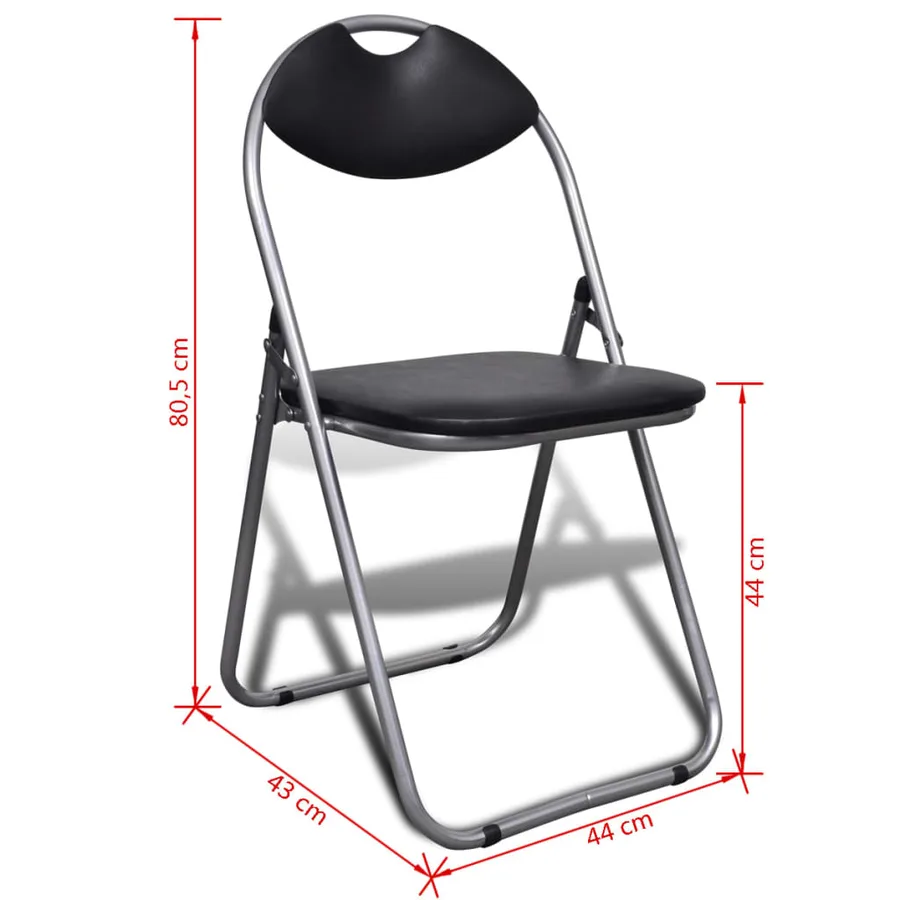 Chaises à manger pliables lot de 6 noir similicuir et acier - 10