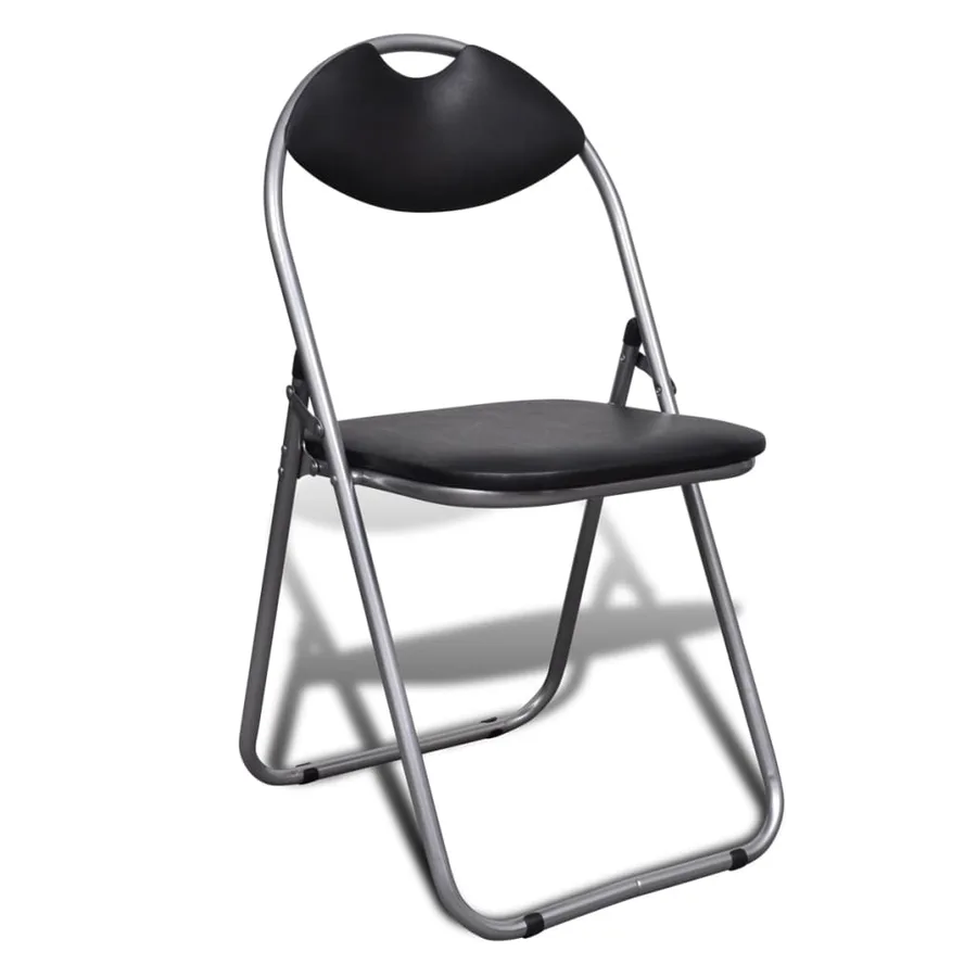 Chaises à manger pliables lot de 6 noir similicuir et acier - 2