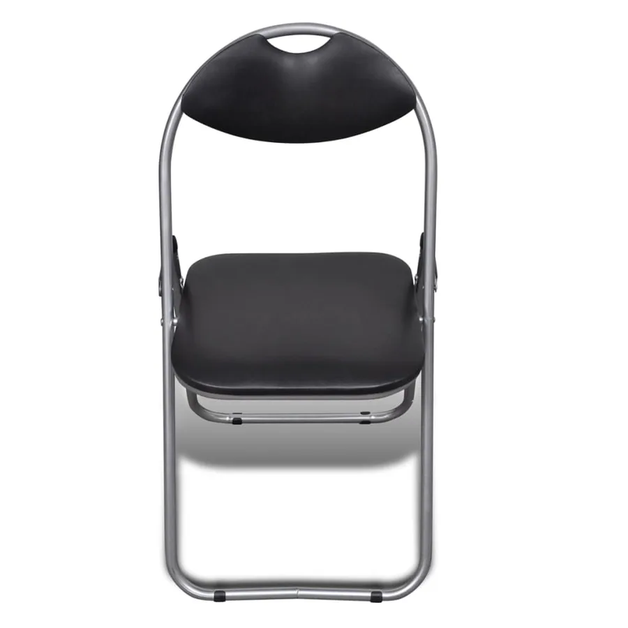 Chaises à manger pliables lot de 6 noir similicuir et acier - 3