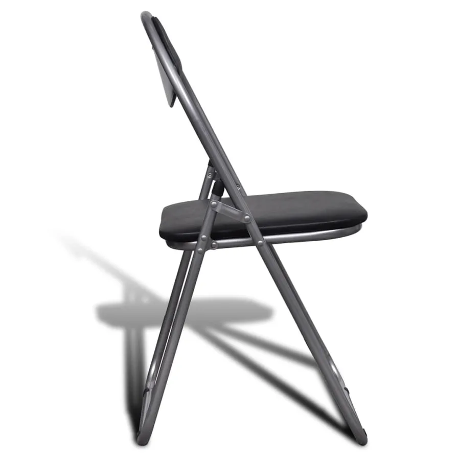 Chaises à manger pliables lot de 6 noir similicuir et acier - 4
