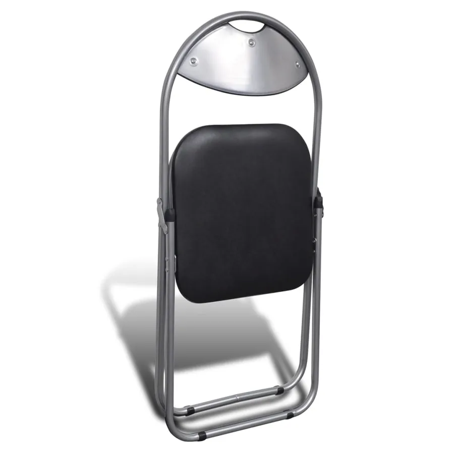 Chaises à manger pliables lot de 6 noir similicuir et acier - 5