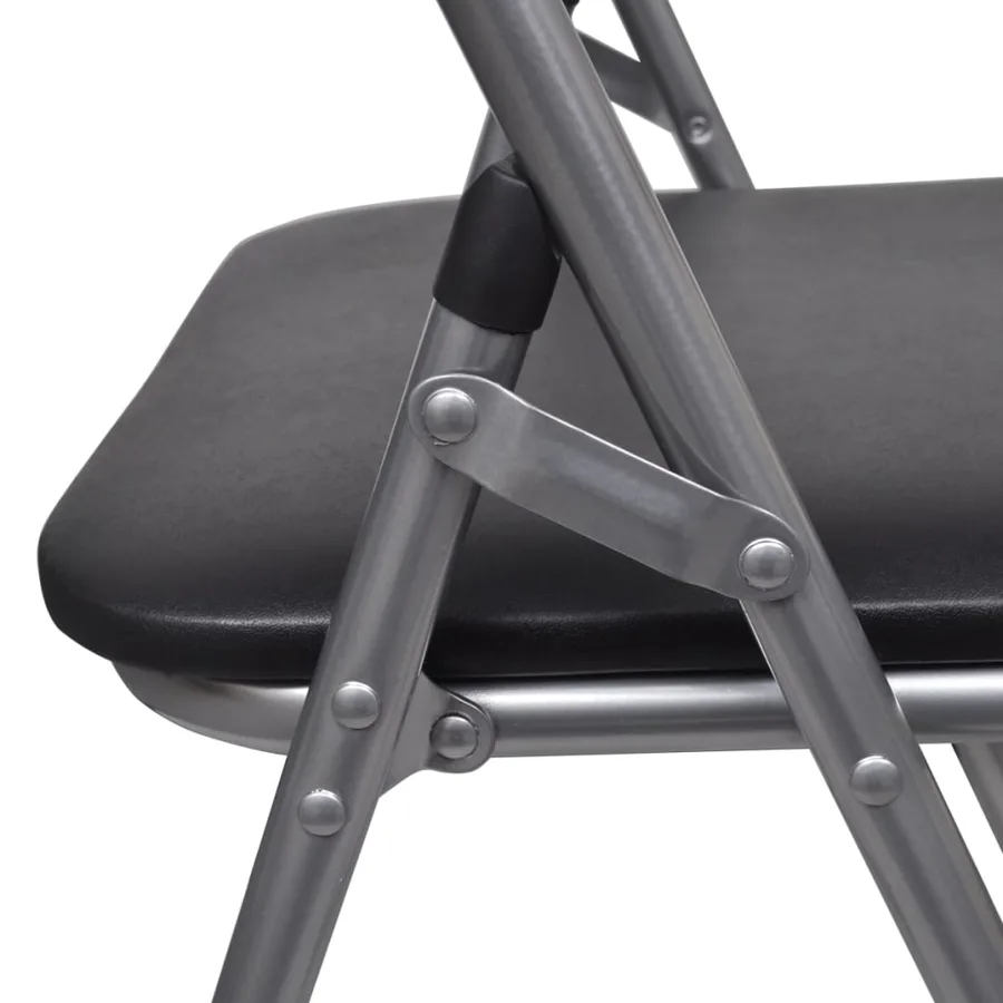 Chaises à manger pliables lot de 6 noir similicuir et acier - 7