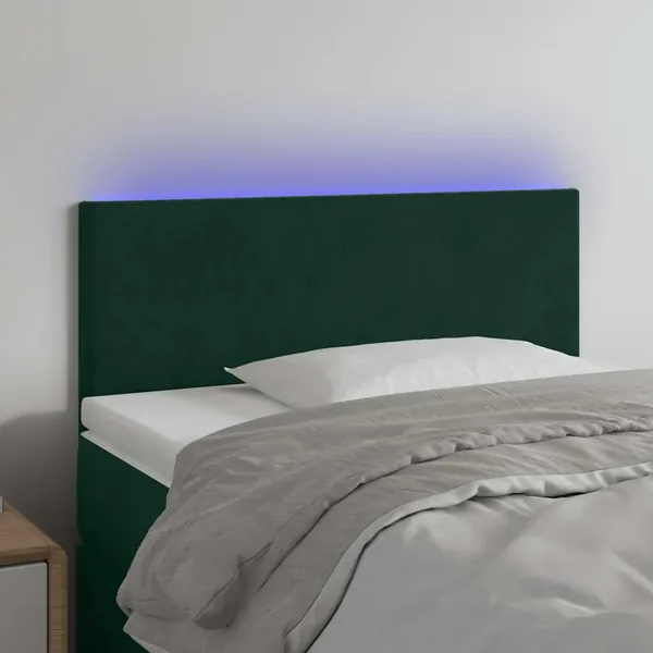 Tête de lit à LED Vert foncé 100x5x78/88 cm Velours