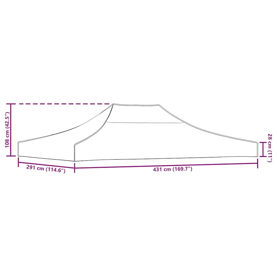 Toit de tente de réception 4,5x3 m Bordeaux 270 g/m² - 7
