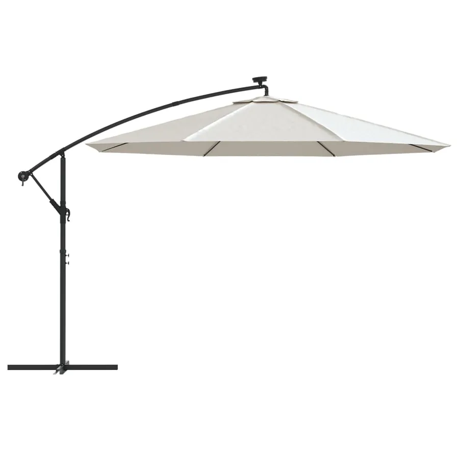 Parasol de jardin en porte-à-feux et lumières LED mât en métal - 4
