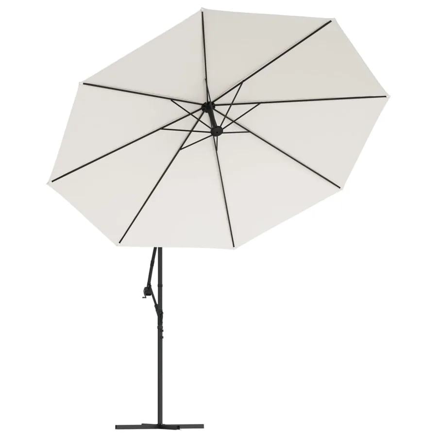 Parasol de jardin en porte-à-feux et lumières LED mât en métal - 5