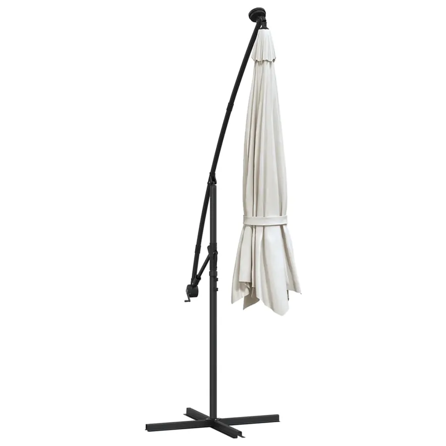 Parasol de jardin en porte-à-feux et lumières LED mât en métal - 8