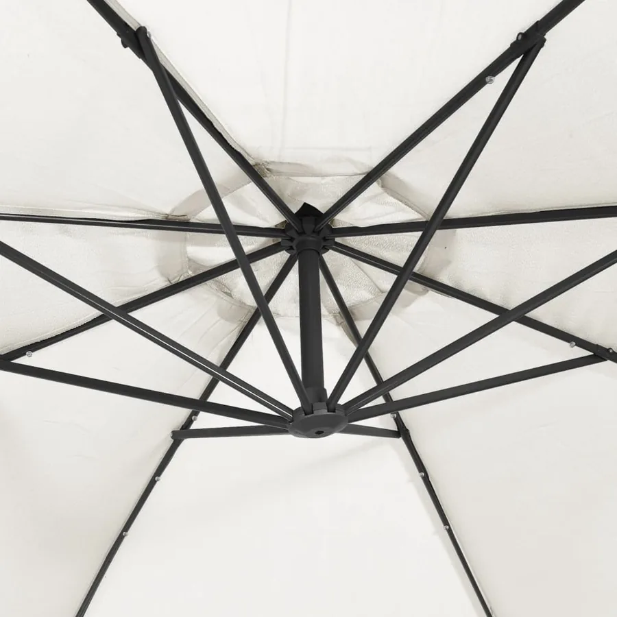 Parasol de jardin en porte-à-feux et lumières LED mât en métal - 9