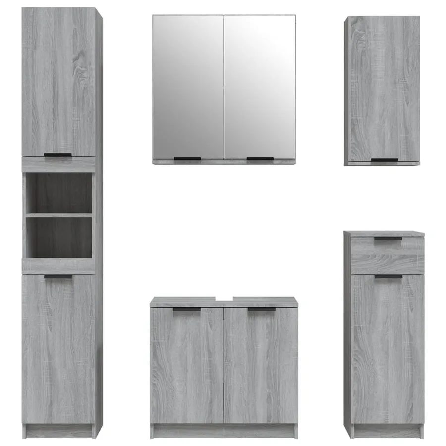 Meubles de salle de bain 5 pcs Sonoma gris Bois d'ingénierie - 5