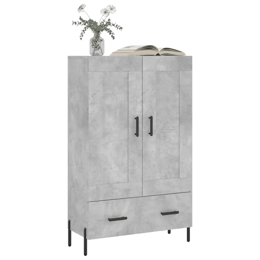 Buffet haut gris béton 69,5x31x115 cm bois d'ingénierie - 3
