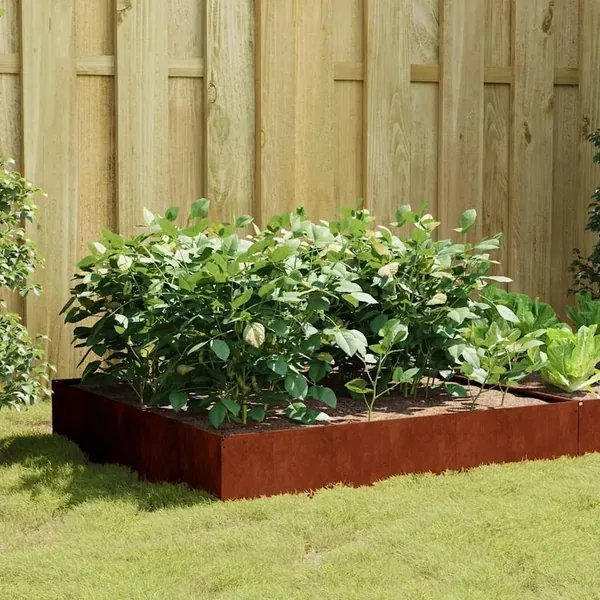 Lit surélevé de jardin 100x100x33,5 cm acier corten