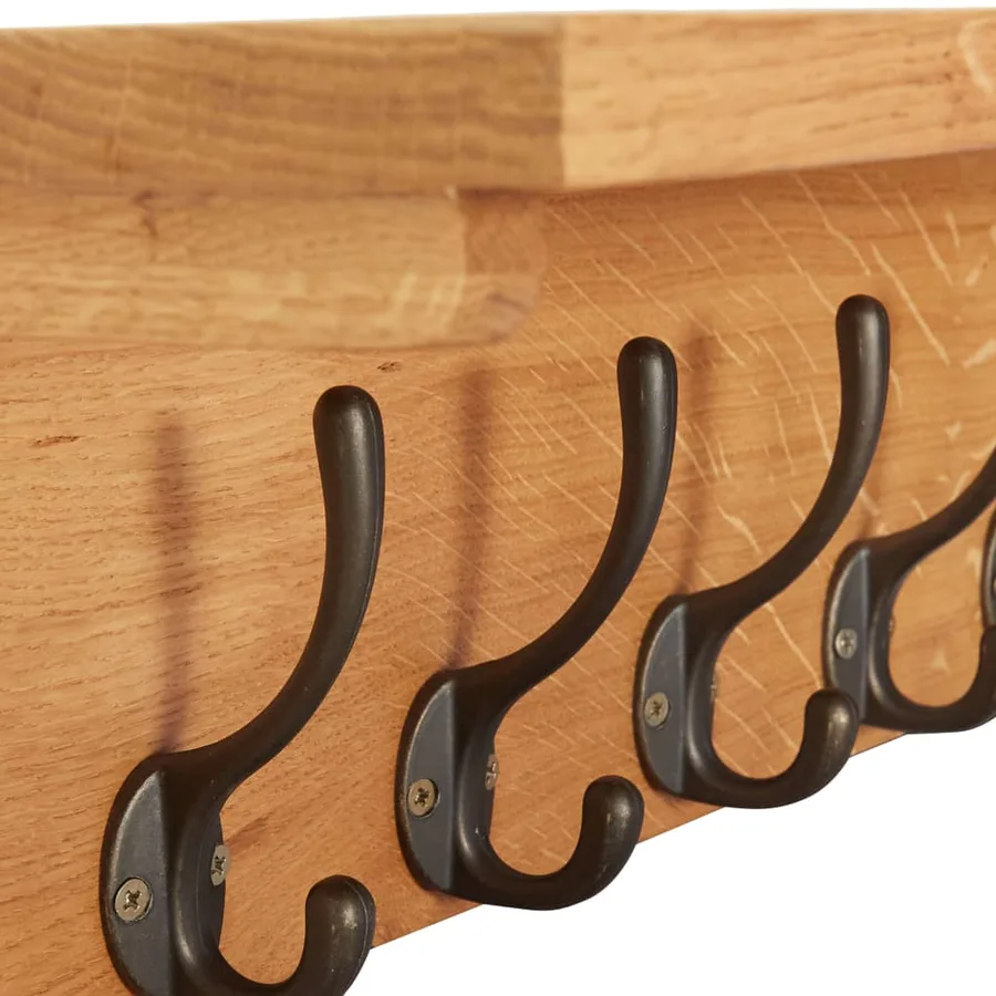 Porte-manteau 90x16x16 cm Bois de chêne massif - 6