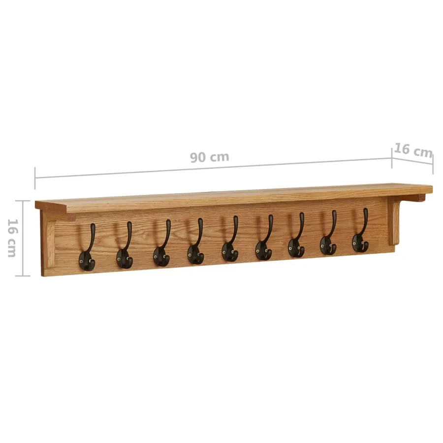 Porte-manteau 90x16x16 cm Bois de chêne massif - 7
