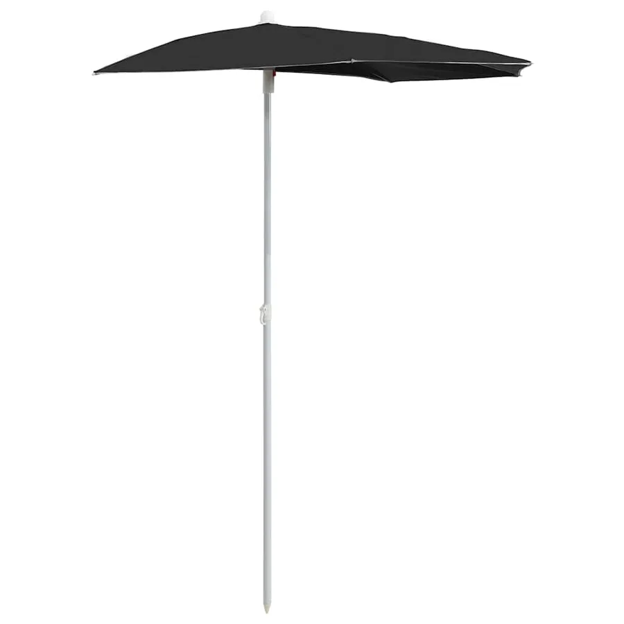 Demi-parasol de jardin avec mât 180x90 cm noir - 2
