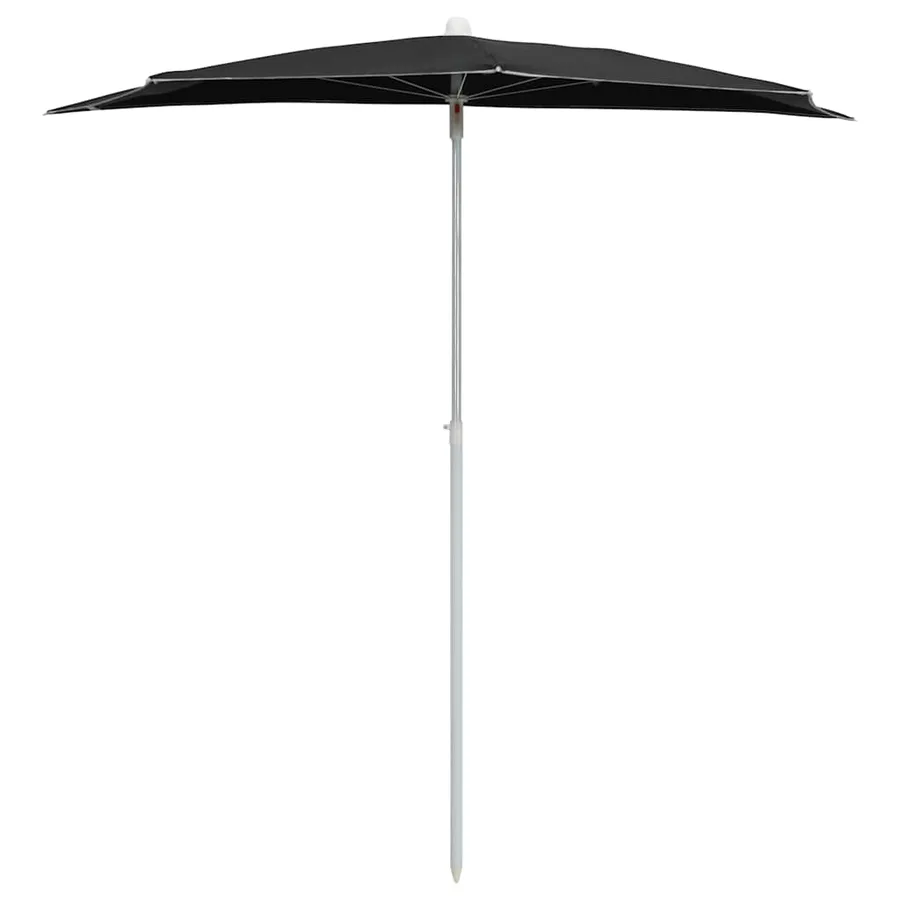 Demi-parasol de jardin avec mât 180x90 cm noir - 3