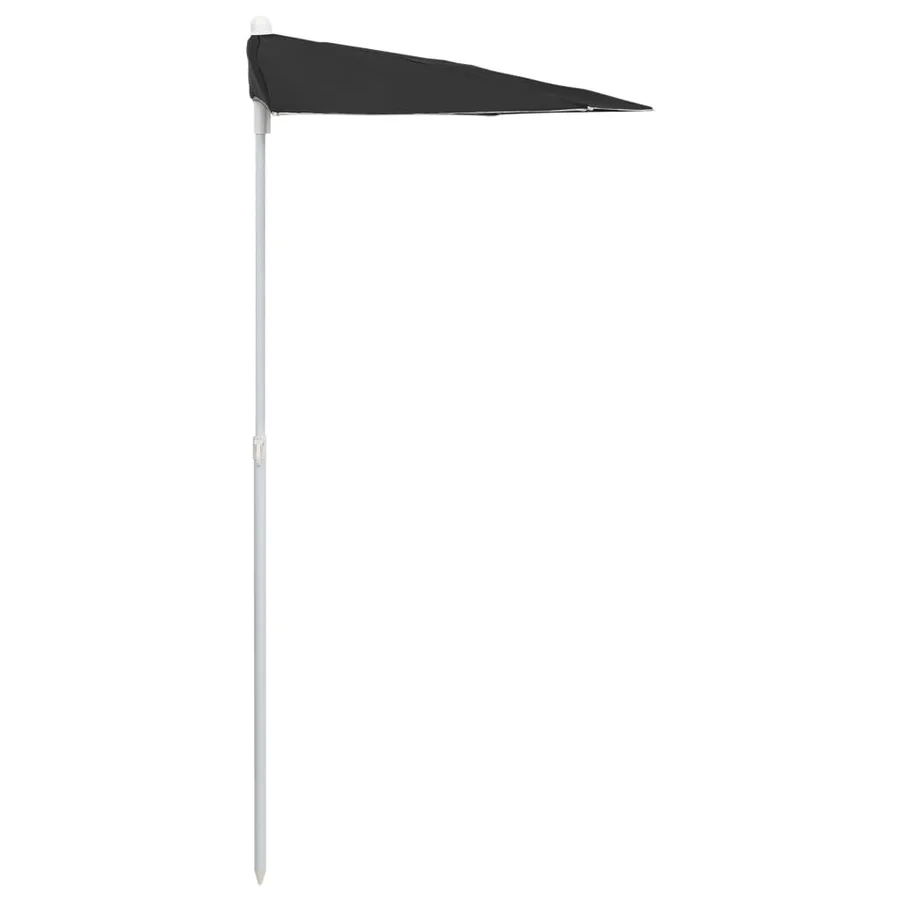 Demi-parasol de jardin avec mât 180x90 cm noir - 5