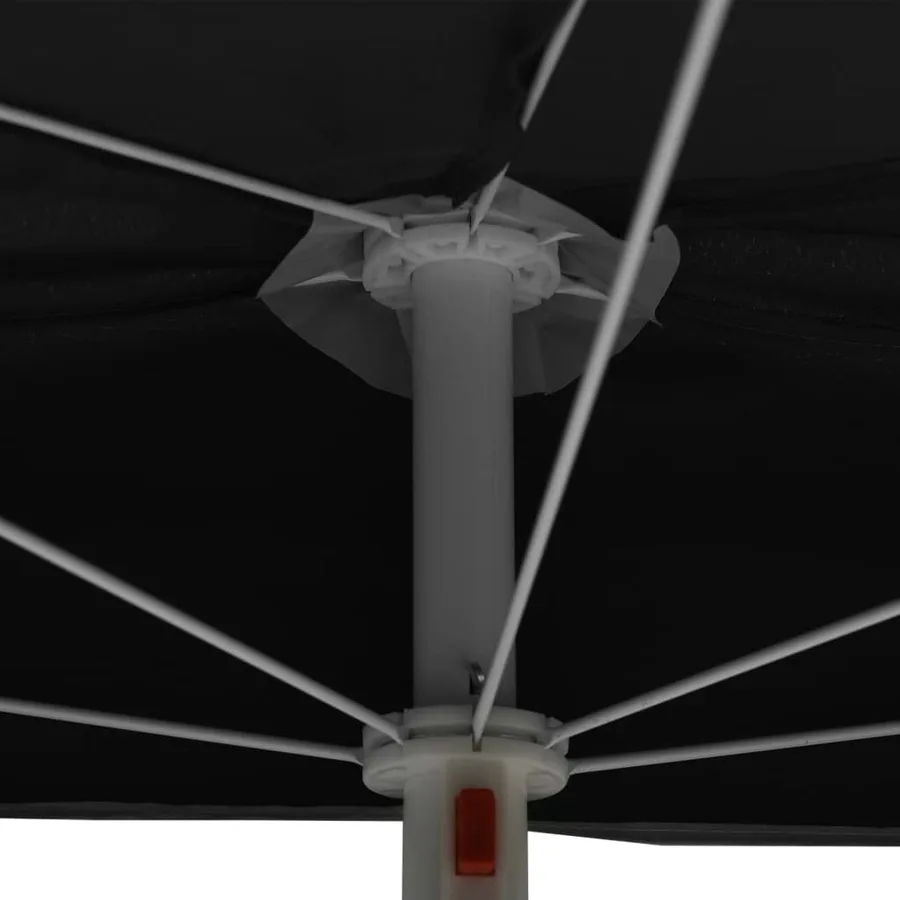 Demi-parasol de jardin avec mât 180x90 cm noir - 7