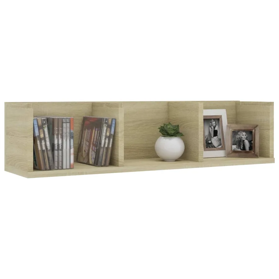 Étagère murale à CD Chêne sonoma 75x18x18 cm Bois d'ingénierie - 3