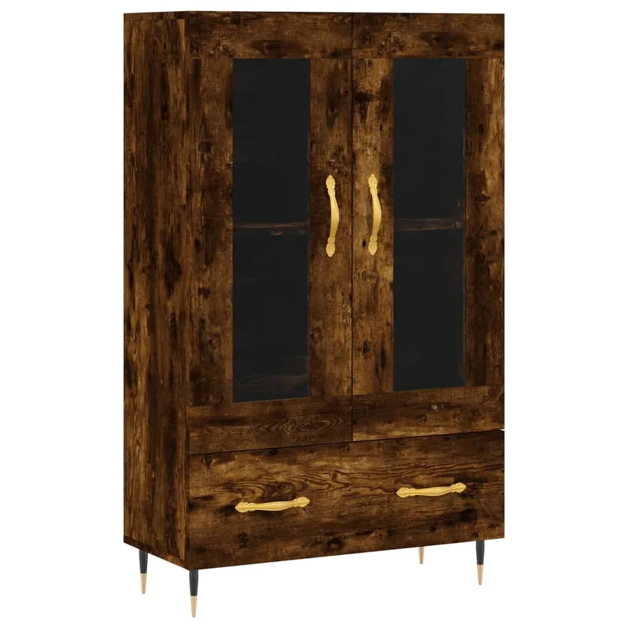 Buffet haut chêne fumé 69,5x31x115 cm bois d'ingénierie - 2