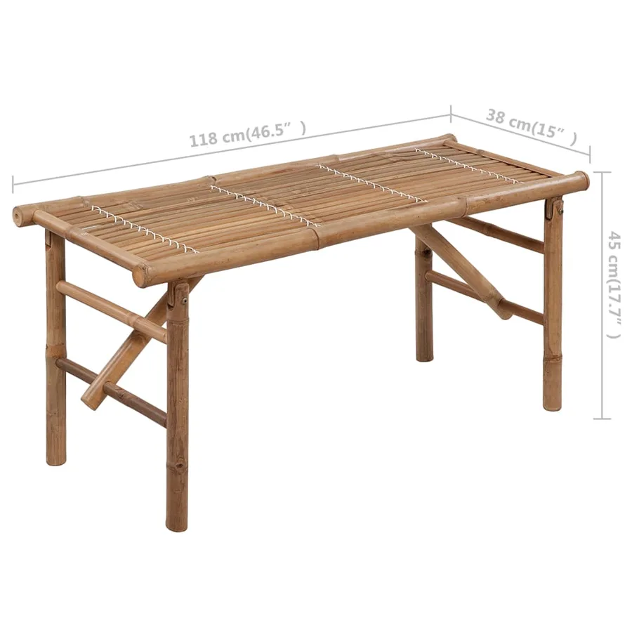 Banc de jardin pliable avec coussin 118 cm Bambou - 10