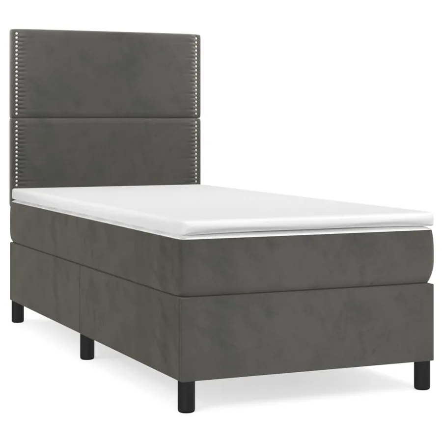 Sommier à lattes de lit et matelas Gris foncé 90x200 cm Velours - 2