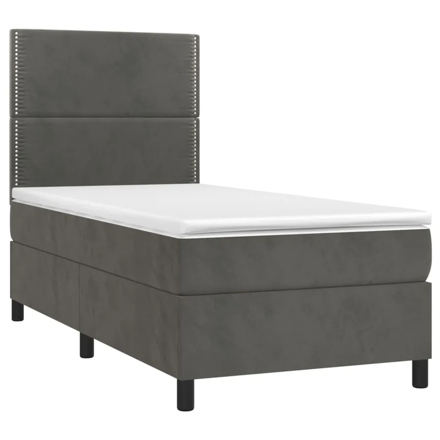 Sommier à lattes de lit et matelas Gris foncé 90x200 cm Velours - 3