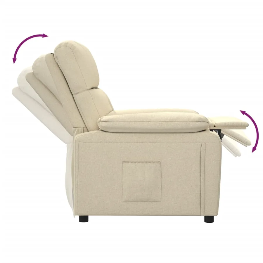 Fauteuil inclinable Crème Tissu - 7