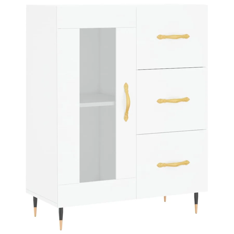 Buffet haut Blanc 69,5x34x180 cm Bois d'ingénierie - 7