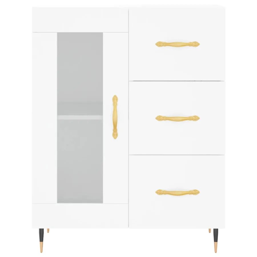 Buffet haut Blanc 69,5x34x180 cm Bois d'ingénierie - 8