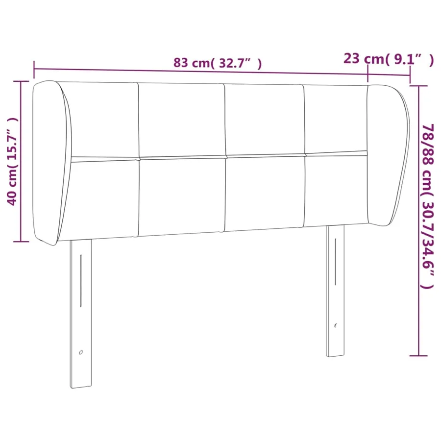 Tête de lit avec oreilles Noir 83x23x78/88 cm Tissu - 9