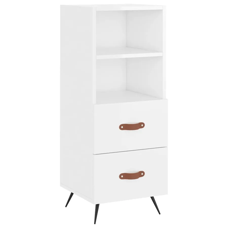 Buffet haut Blanc brillant 34,5x34x180 cm Bois d'ingénierie - 5