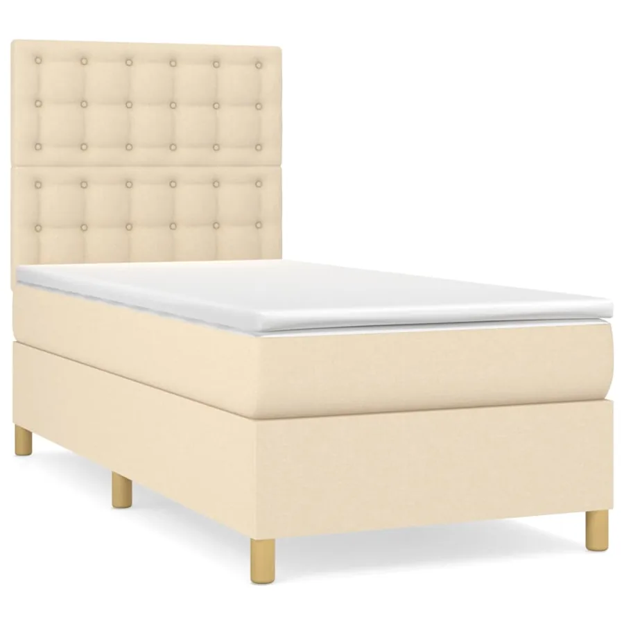 Sommier à lattes de lit avec matelas Crème 100x200 cm Tissu - 2